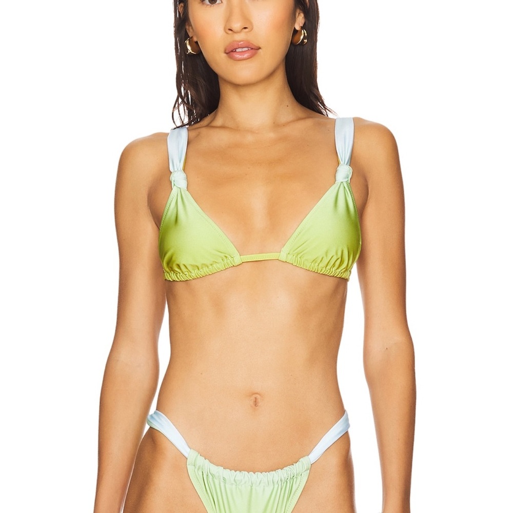 SOLID & STRIPED 2 piece  Revolve Green and Blue Bikini sz Medium baby blue/green
